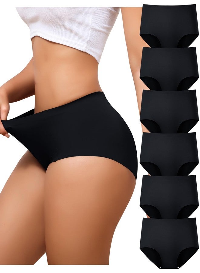 LEVAO Women's High Waisted Seamless Underwear No Show Full Coverage Briefs Stretchy Invisible Panties Cheeky Pack of 6 - Image 1